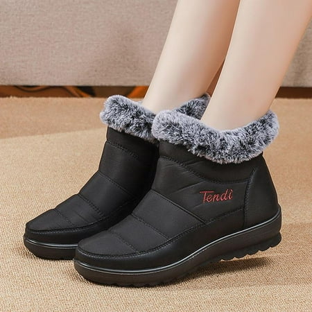 

Snow Women Boots Fashion Ladies Shoes Zip Platform Shoes For Women Soft Ankle Boots Waterproof Flat Botas Mujer Winter Shoes