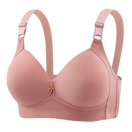 SMihono Bras for Women No Underwire Wireless Bras - Seamless Push Up Full Coverage Solid Bralettes Comfortable Everyday Bra Pink M US(6)