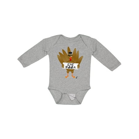 

Inktastic Turkey Holding a Sign Says Eat Pizza Gift Baby Boy or Baby Girl Long Sleeve Bodysuit