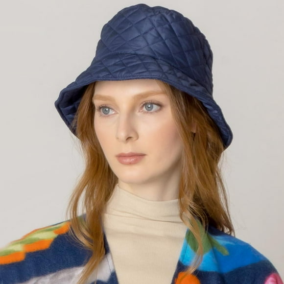Navy Quilted Padding Bucket Hat I