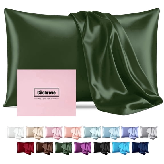 Silk Pillow Cases for Hair and Skin Mulberry Silk Pillowcase Soft Breathable Smooth Both Sided Natural Silk Pillow Cases with Zipper Beauty Sleep1 Pack for Gift(Standard,Green)