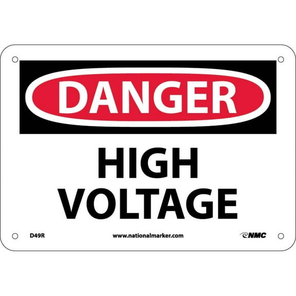 NMC Signs D49R, Danger High Voltage Sign, 7 X 10, Rigid Plastic .050