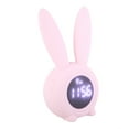 thumbnail image 3 of Reloj de mesa multifuncional con diseño de conejo de dibujos animados, pantalla LED, temporizador, alarma y temperatura (rosa), 3 of 11
