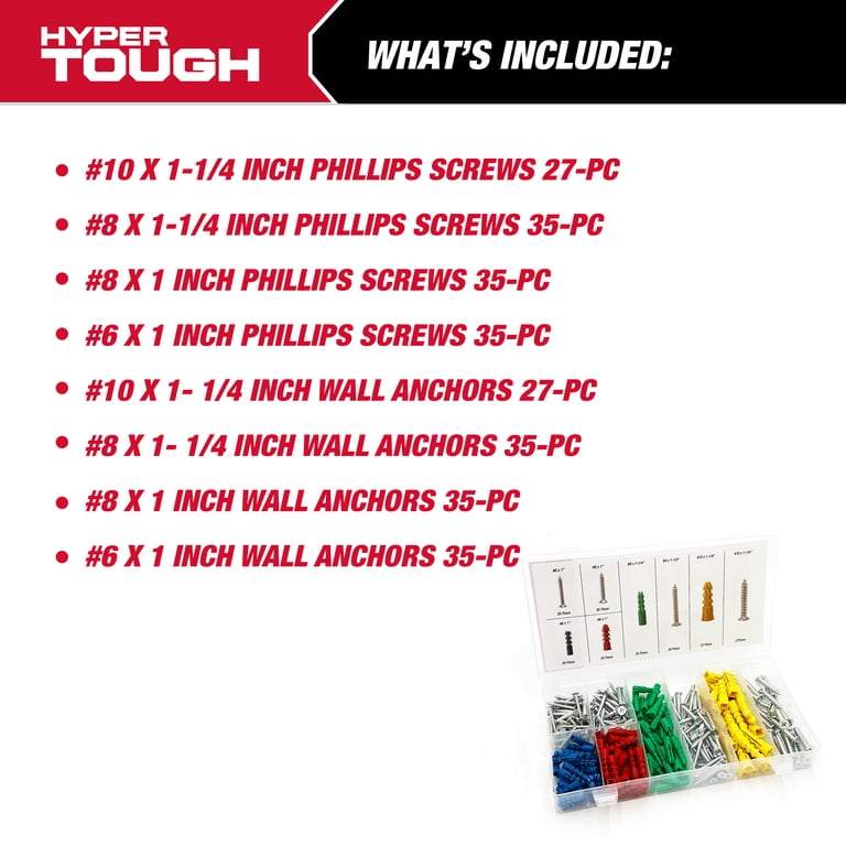 Hyper Tough 264-Piece Screw & Wall Anchor Assortment with Storage Case photo 2