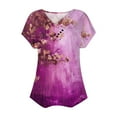 thumbnail image 4 of MIUOWANP T-Shirt for Women Plus Size Loose Breathable V-Neck Short-Sleeve Top Floral Print Suitable for Summer Shirt Size XXXL(14)Purple, 4 of 4