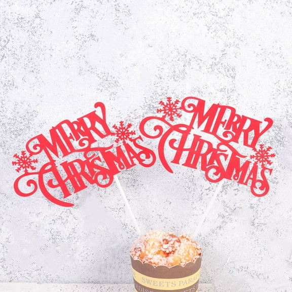 Homoyoyo 12Pcs Red Paper Cupcake Insert Cards for Cake Decorating Christmas Party Supplies and Holiday Celebrations