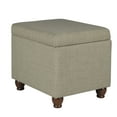 thumbnail image 4 of Square Fabric Upholstered Wooden Ottoman with Hidden Storage and Bun Feet, Gray and Brown- Saltoro Sherpi, 4 of 13