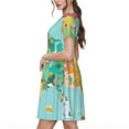 thumbnail image 2 of Fotbe Robe Motif Carte Touristique USA Décontractée Mode Femme Manches Courtes Robe Maxi Robe T-Shirt Rayée Longue à Blocs de Couleur, 2 of 6