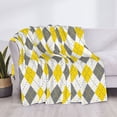 thumbnail image 4 of Throw Blanket for Couch, Yellow Grey White Diamond Plaid Super Soft Fuzzy Comfy Warm Throw Blanket, Cuteness Lightweight Cozy Plush Flannel Blanket & Throws for Sofa and Bed All Season, 4 of 5
