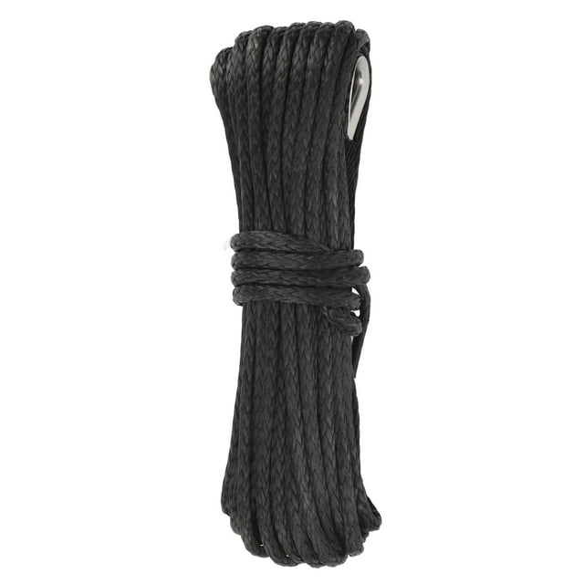 Winch Recovery Cable, Winch Rope Waterproof 50ft Long 1/4in Dia Nylon Black For SUV Truck ATV UTV