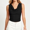 thumbnail image 5 of Fewfanhot Womens Blouses Cowl Neck Tank Top Draped V Neck Ruched Sleeveless Summer Casual Dressy Blouse, 5 of 6