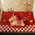 thumbnail image 4 of Weloille Year of the Horse Red Entryway Floor Mat 1.31'x1.97', Non-Slip Backing Absorbent Washable Welcome Mat, Stain Resistant Festive Rug for Entrance Hallway Front Porch, 4 of 6