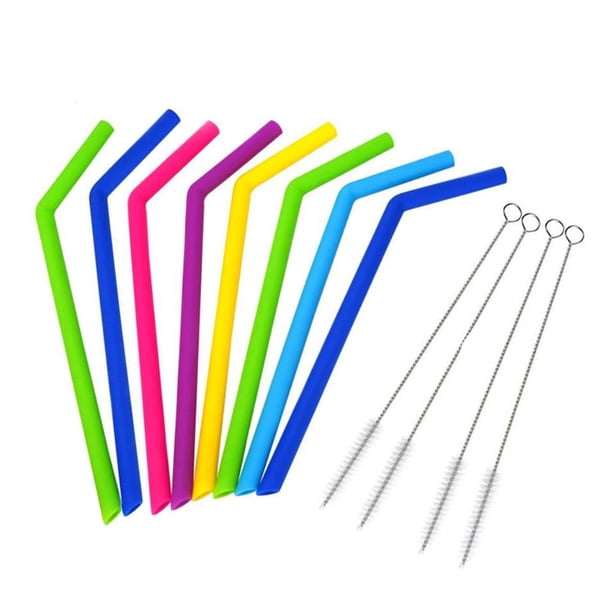 Tazas ecológicas Juego de pajitas reutilizables Pajita de silicona suave + Cepillo limpiador Suministros para fiestas de bodas de cumpleaños sidaley JJ18384-04