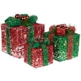 thumbnail image 2 of Northlight LED Lighted Glitter Threaded Gift Boxes Outdoor Christmas Decoration - Set of 3, 2 of 6
