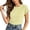 Light Yellow, variant on Trendfront Womens Short Sleeve Crewneck T Shirts Plain Solid Color Basic Tee Minimalist Slim Fit Sleeve Summer Casual Layering Tops