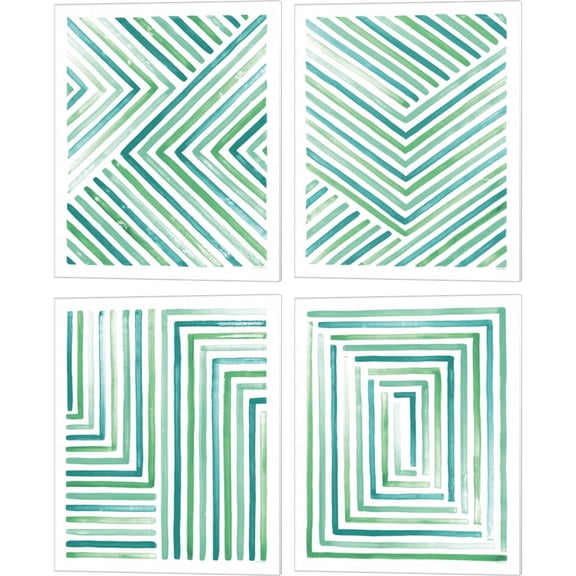 Great Art Now Sea Glass Sunset by Laura Marshall 4 Piece Canvas Art Set Each 12"W x 15"H