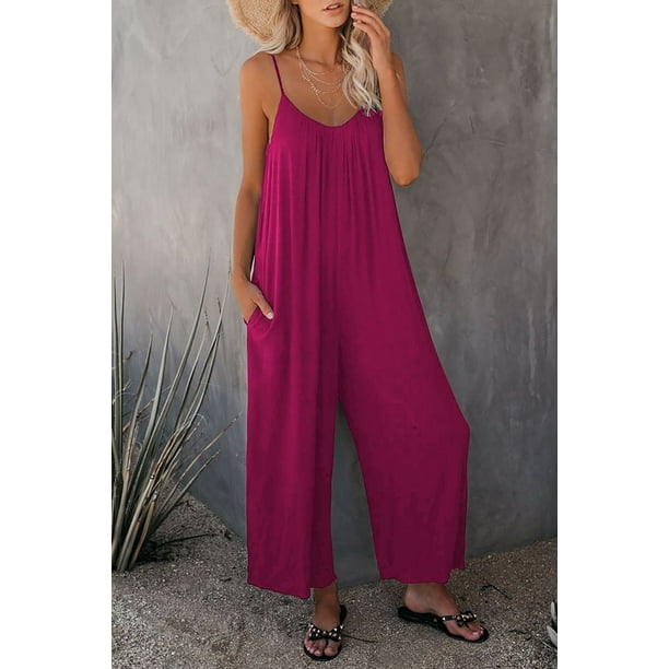 Mono de tirantes estilo europeo y americano para mujer, mono informal de verano con bolsillos y color liso