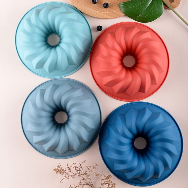 Moule à Gâteau en Mousseline de Silicone Portable Réutilisable en Silicone Portable Résistant à la Chaleur Pâtisserie à la Maison Plateau de Cuisson Moule Bleu Clair