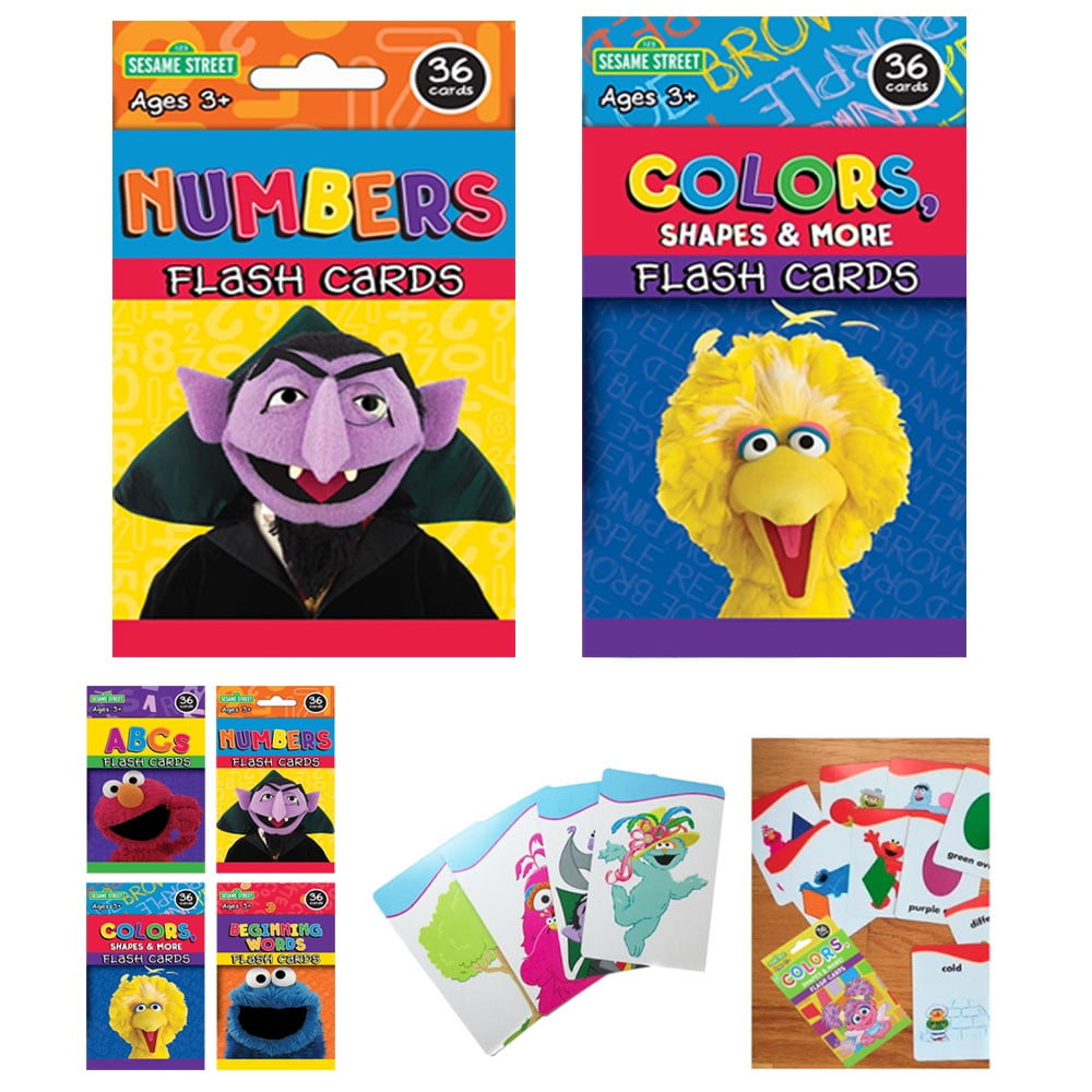 2 Pack Sesame Street Flash Cards Early Learning Colors and Numbers 