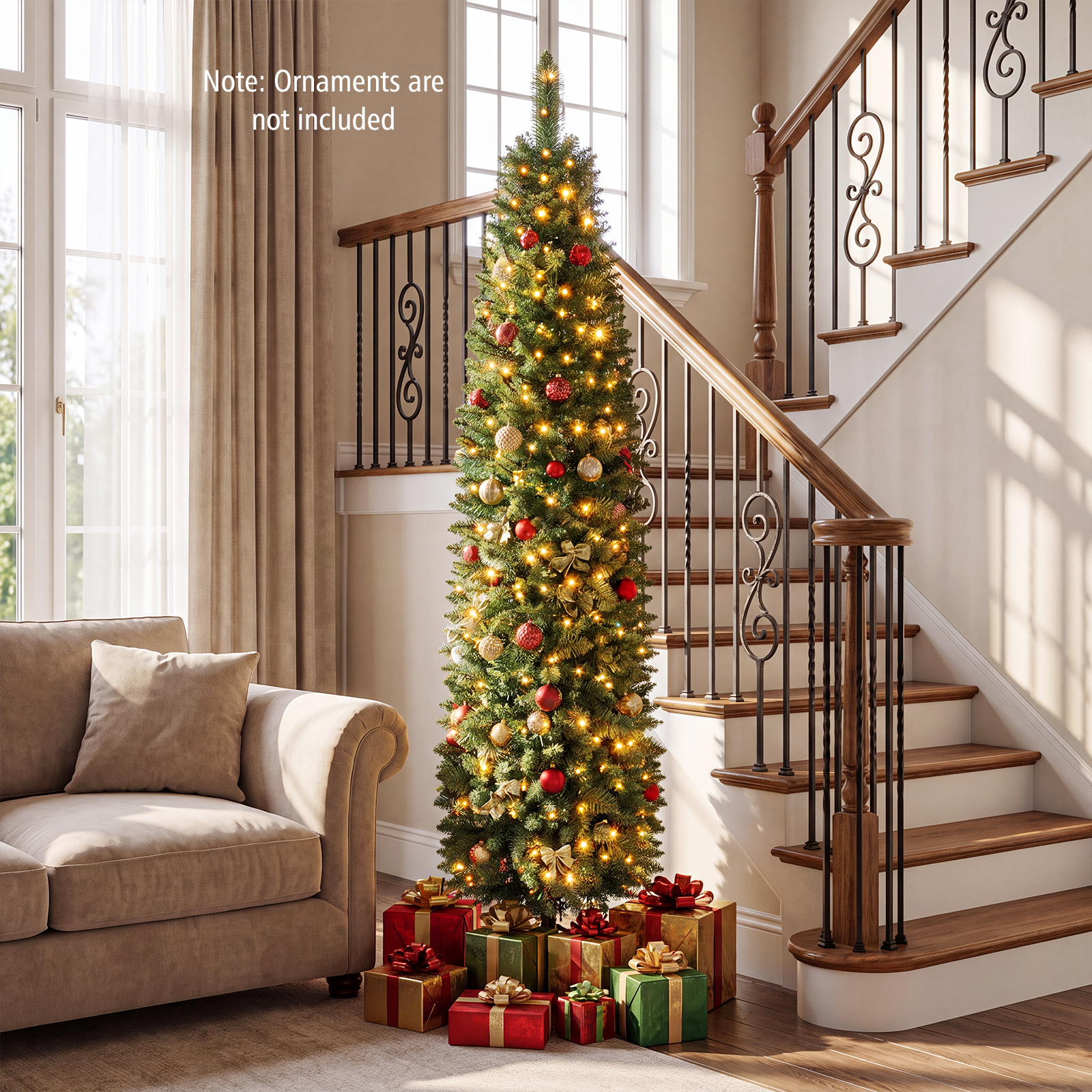 Costway 7 Ft Pre-Lit Pencil Christmas Tree with 200 LED Lights photo 5