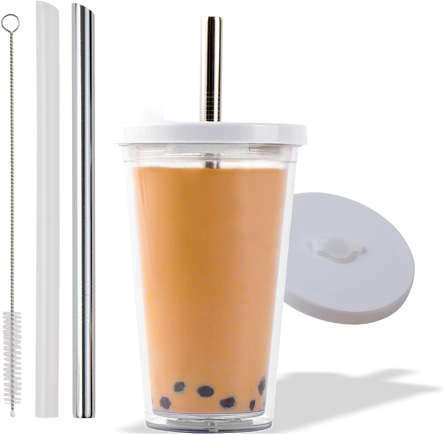 Reusable Boba Cup For Regular Size Bubble Tea 16 Oz Angled Straws Leak Proof Design Double Wall Insulated Bubble Tea Cup Walmart Com Reusable Boba Cup For Regular Size Bubble Tea 16 Oz Angled Straws Leak Proof Design Double Wall Insulated Bubble Tea Cup Walmart Com