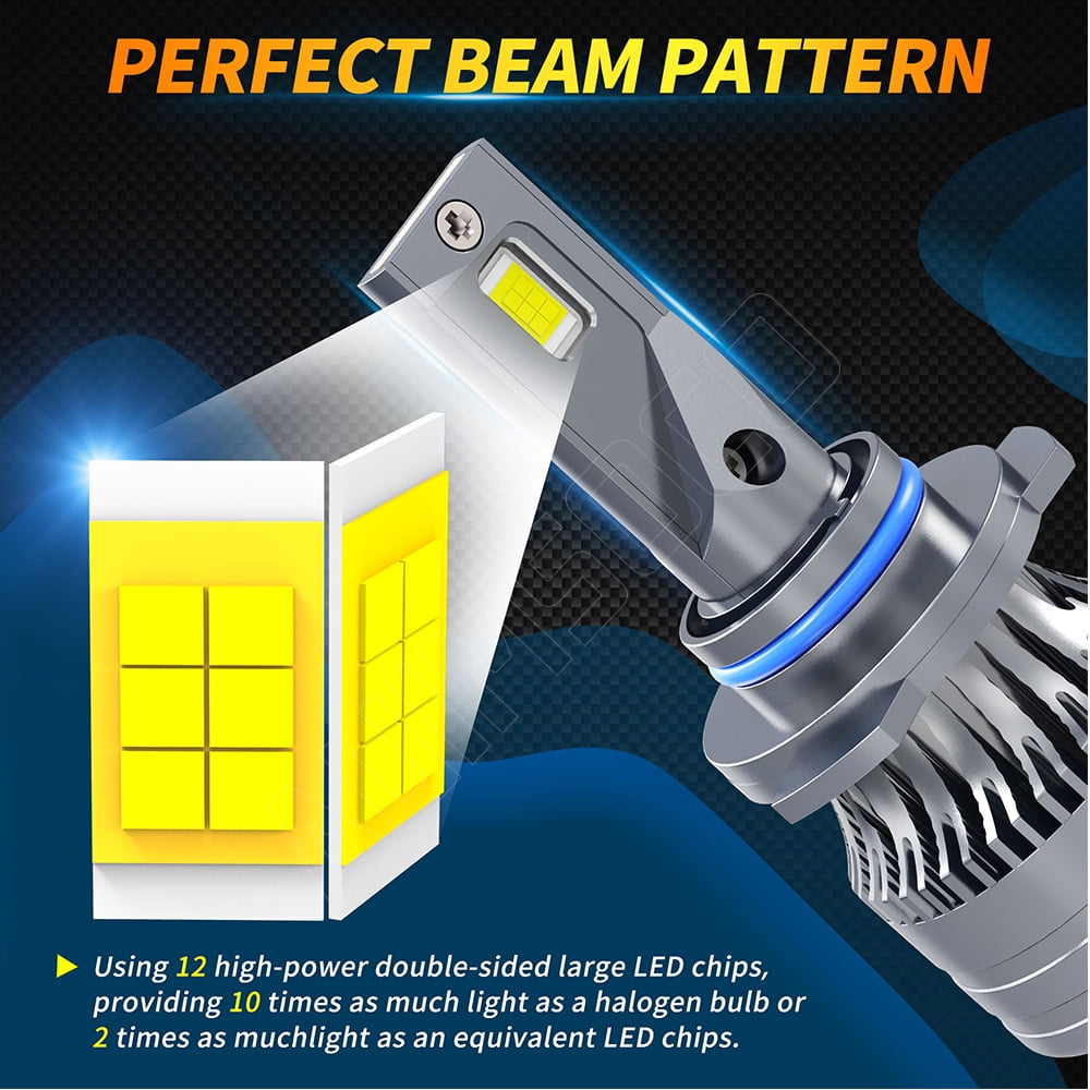 9005 / HB3 LED Headlight Bulbs Kit Super Bright White Light Conversion, 10000LM 6000K High Power Plug & Play