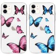 thumbnail image 1 of 2 Pack Girly Case for iPhone 11 Pro Max Case Cute Butterfly Pattern Design Crystal Clear Girls Women Soft TPU Rubber Shockproof Anti-Scratch Protective Cover for iPhone 11 Pro Max-Blue&Pink, 1 of 7