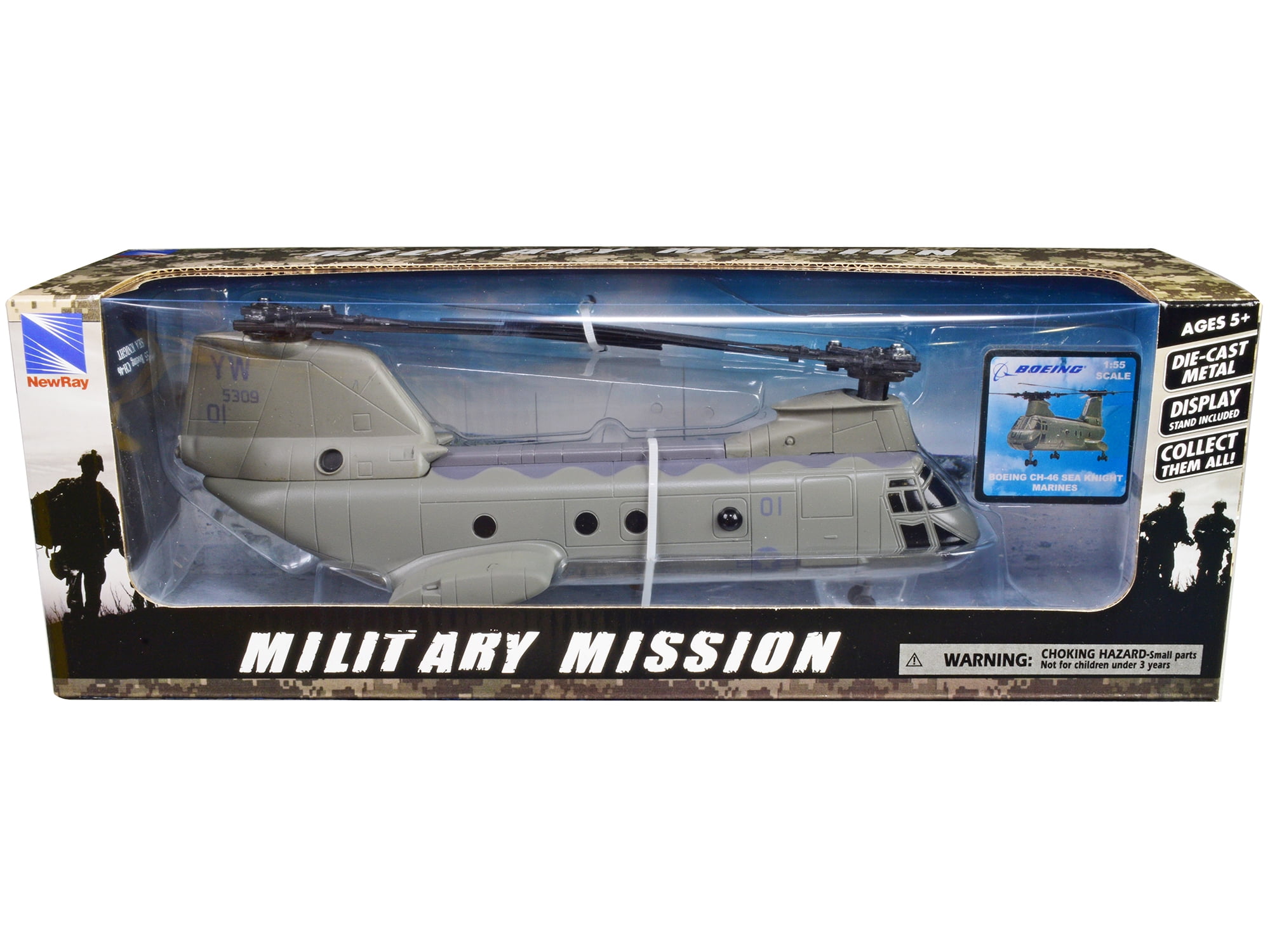 Boeing CH-46 Sea Knight Helicopter Olive Drab 