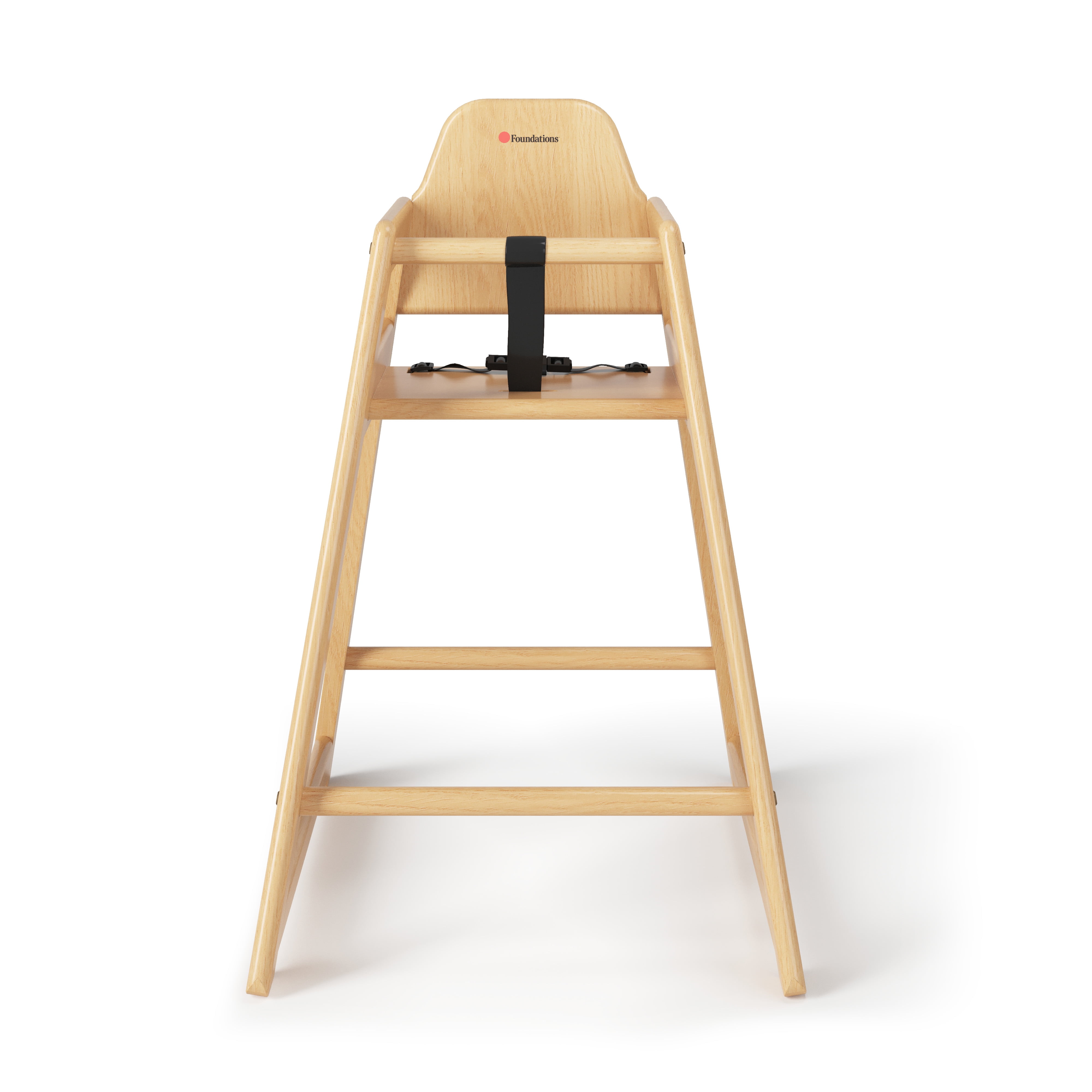 Foundations NeatSeat Wooden High Chair for Toddlers, Stackable, 3-Point Harness, Natural Finish