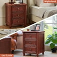 thumbnail image 3 of 18" Farmhouse Night Stand, Red Oak Wood Nightstand with 3 Drawers, Bedside End Table with Storage and Roman Column, Bed Side Tables Cabinet for Bedroom, Living Room, and Closet, 3 of 4