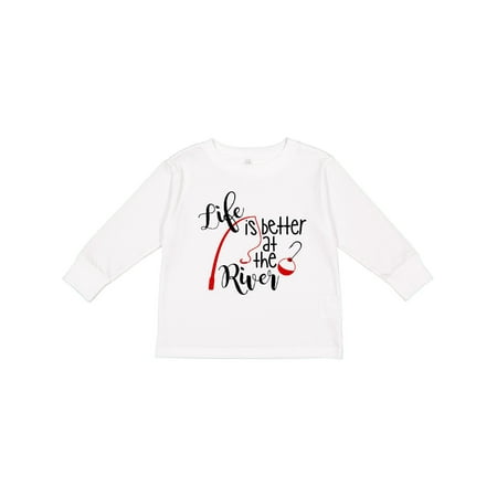 

Inktastic Life is Better at the River Fishing Pole with Bobber Gift Toddler Boy or Toddler Girl Long Sleeve T-Shirt