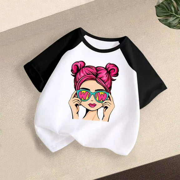 Frwgonr Graphic Tees for Boys Girls Black Cute Graphic Tee Tops Kids Summer Outfit Clothes 3T-12