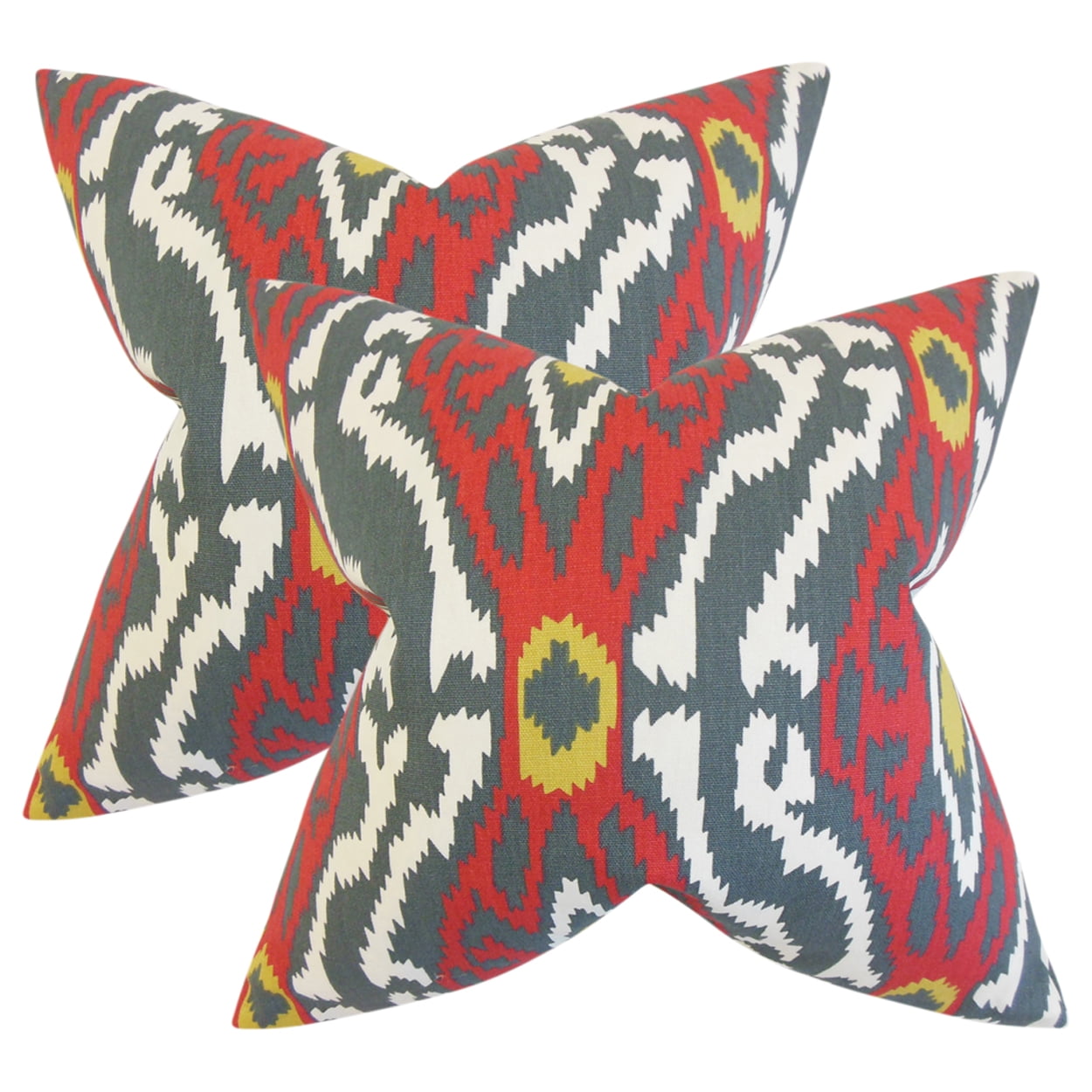 The Pillow Collection Imajica Ikat Gray Red Down Down Filled Throw Pillow The Pillow Collection Imajica Ikat Gray Red Down Down Filled Throw Pillow