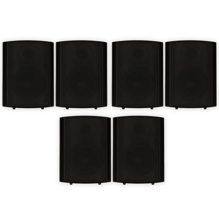 Outdoor Weatherproof Speakers Theater Solutions TS425ODB Indoor or Outdoor Speakers Weatherproof Mountable Black 3 Pair Pack ()