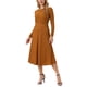 thumbnail image 4 of INSPIRE CHIC Vestidos de Otoño para Mujeres de Manga Larga Cuello Redondo Tejido A-Line Vestido Midi Casual S Caramelo, 4 of 6