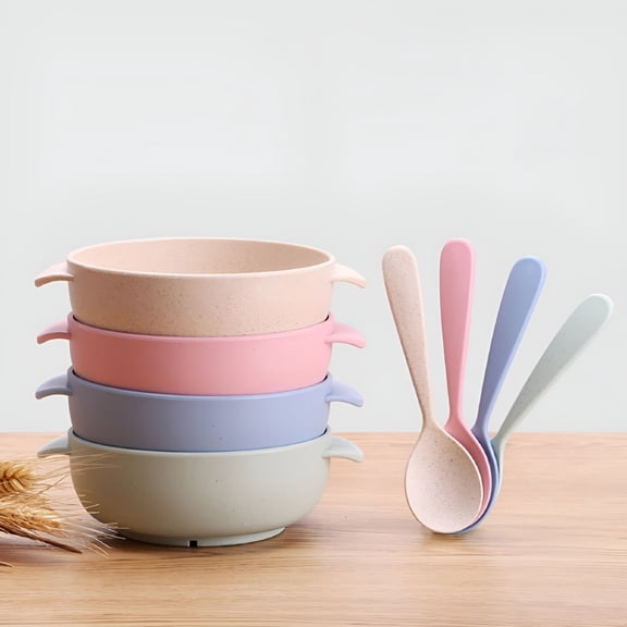 ACDANC Wheat Straw Bowls,Microwave&Dishwasher Safe Bowl With Handles,BPA Free Eco Friendly&Unbreakable Reusable Wheat Bowls,Perfect for Baby,Kids Toddler&Adult