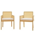 MeetLeisure Mid-Century Modern Rattan Chair Set of 2 with Cushions ...