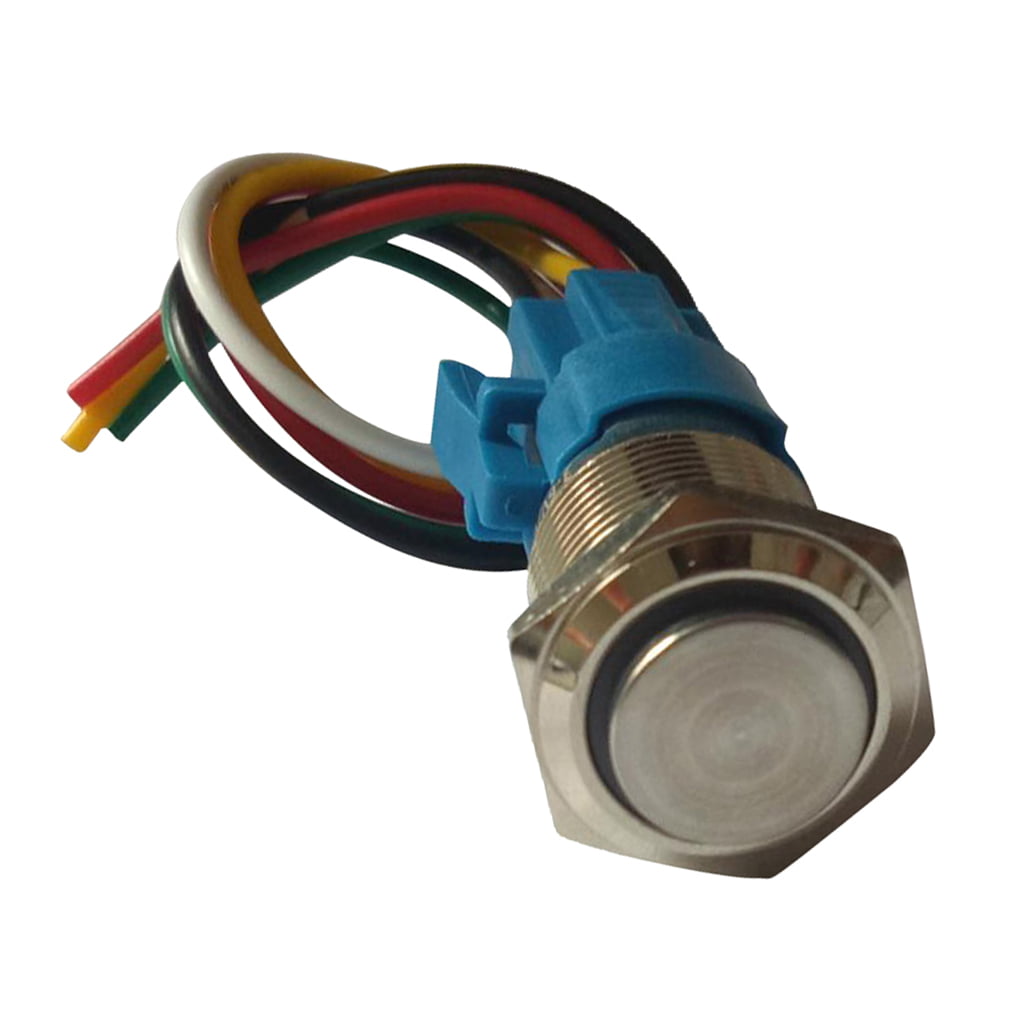 ON ON Push Button Switch Blue Led Indicator 110V 16mm -OFF- Momentary 3-way 