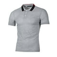 thumbnail image 3 of Men's Shirts Fashion Personality Men's Summer Casual Slim Short Sleeve T Shirt Blouse Gray qILAKOG Size XXL, 3 of 5
