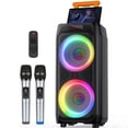 thumbnail image 1 of JYX Grande Enceinte Bluetooth, Doubles Subwoofers 8 Pieds', Enceinte de Fête Portable avec Barre de Chariot et Roues, Télécommande, T9, 1 of 10
