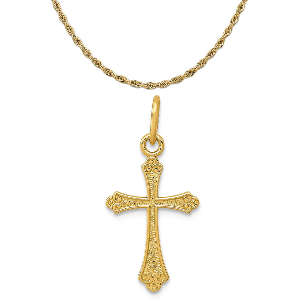 14k Yellow Gold Polished Small Cross Pendant
