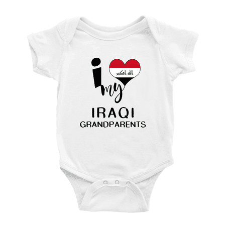 

I Heart My Iraqi Grandparents Iraq Love Flag Baby One-Pieces Baby Bodysuit (White 18-24 Months)