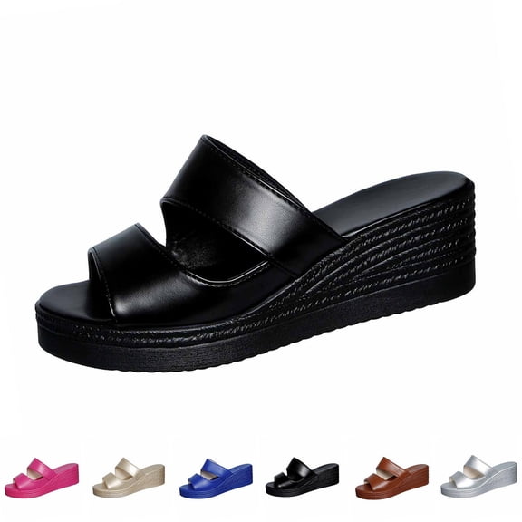 ATENAR Womens Sandals Comfortable Slide Women Sandals Platform Womens Shoes Black 7.5