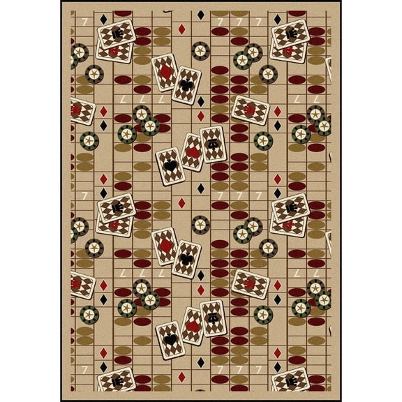 Joy Carpets Games People Play Feeling Lucky 3'10" x 5'4" Area Rug in Color Beige