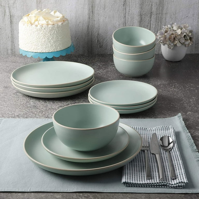 Gibson Rockaway 12 Piece Stoneware Dinnerware Set, Plates & Bowls