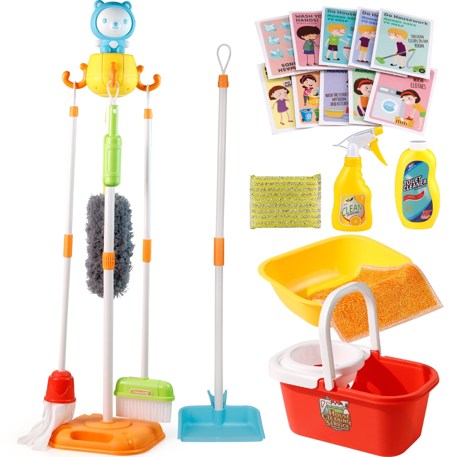 Childrens Cleaning Set Complete Housekeeping Play Set Colorful And Durable 
