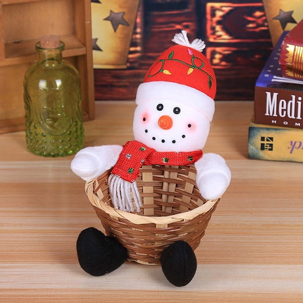Teissuly Christmas Candy Storage Basket Santa Claus Snowman Candy Basket Decoration Christmas Sugar Container for Kid Holiday Table Desk Decor Gift Teissuly WER2023112001174