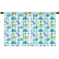 Blackout Kids Curtains,LightBlue Cartoon Dinosaurs Trees Pattern Childrens Insulated Curtains Set Of 2,Bedroom Essentials,Toddler Room Decor 42"x54"