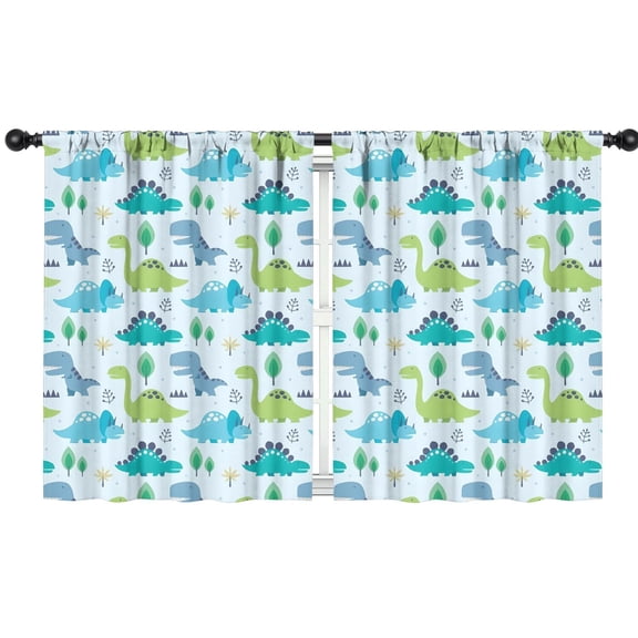 Blackout Kids Curtains,LightBlue Cartoon Dinosaurs Trees Pattern Childrens Insulated Curtains Set Of 2,Bedroom Essentials,Toddler Room Decor 42"x54"
