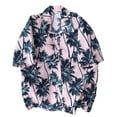 thumbnail image 1 of Minnieouse Tops con estampado geométrico de manga corta para hombre, camisas hawaianas holgadas, blusa de moda, ropa de playa para vacaciones de Camisetas Rosa METRO, 1 of 5
